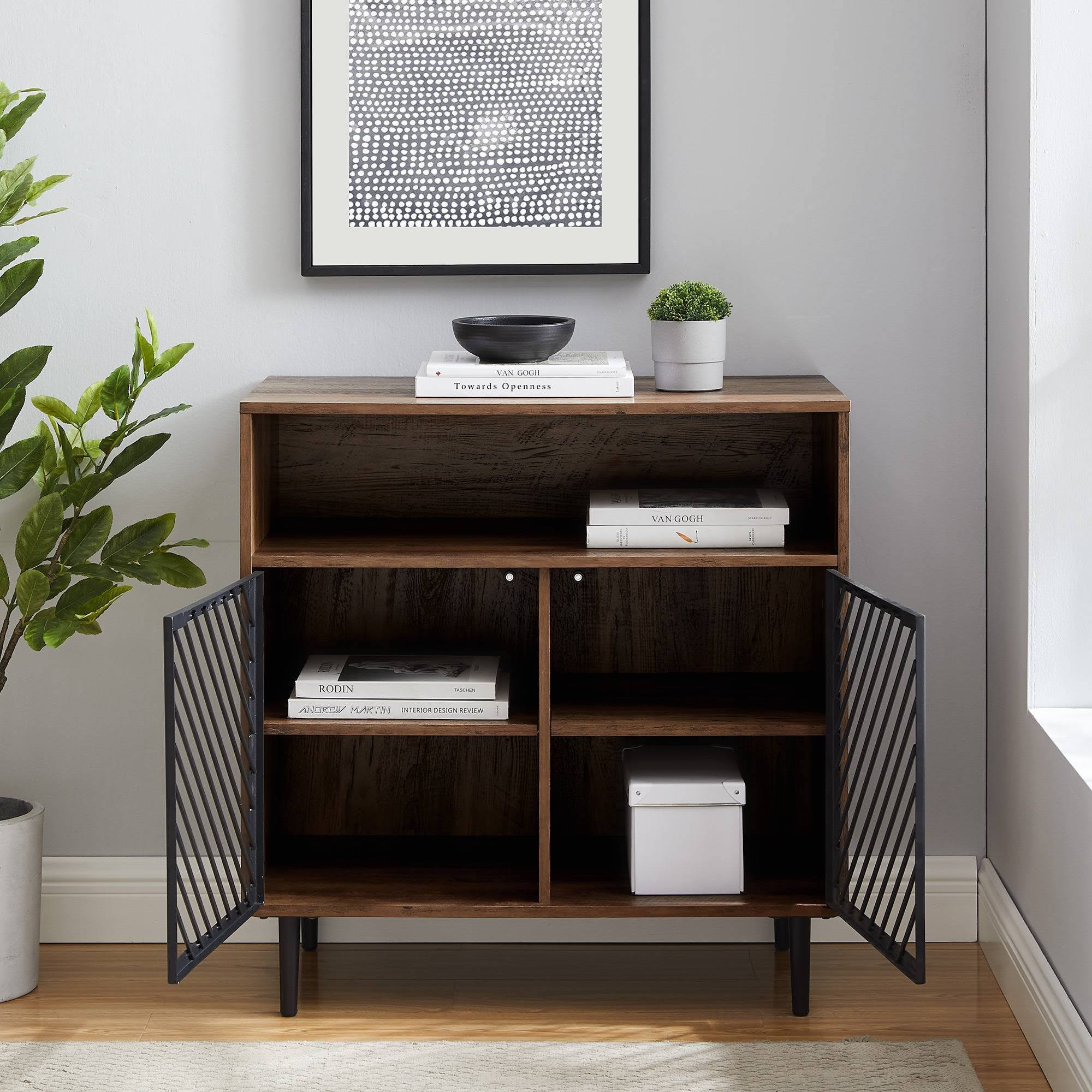 Industrial Modern Metal Door Accent Cabinet Brown T609