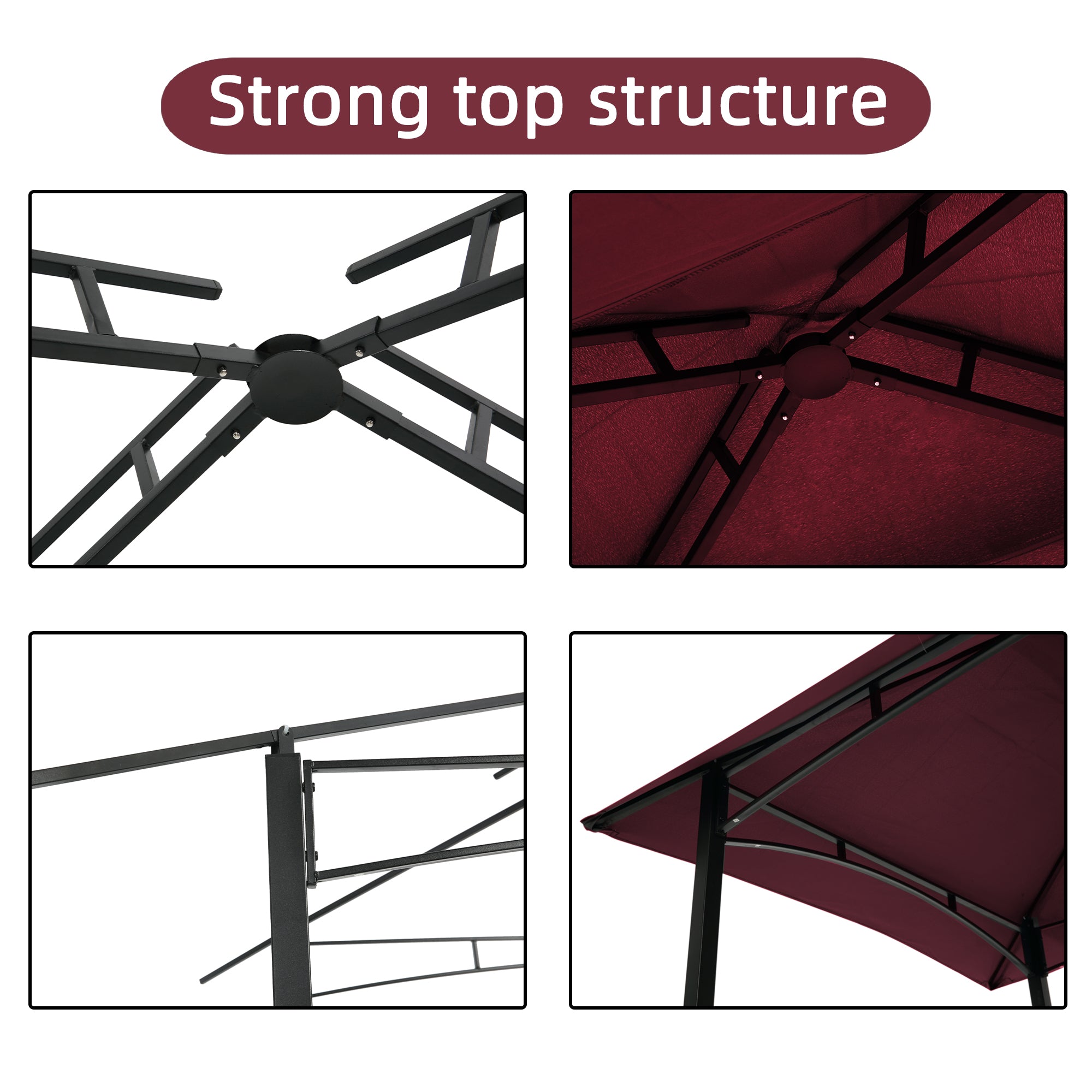Burgundy Steel Frame Outdoor Grill Gazebo with Canopy Z12206