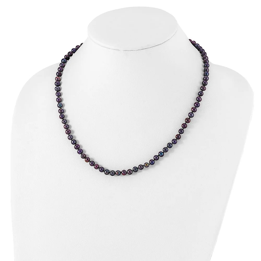 Rhod-plated 5-6mm Black Pearl Necklace X18152