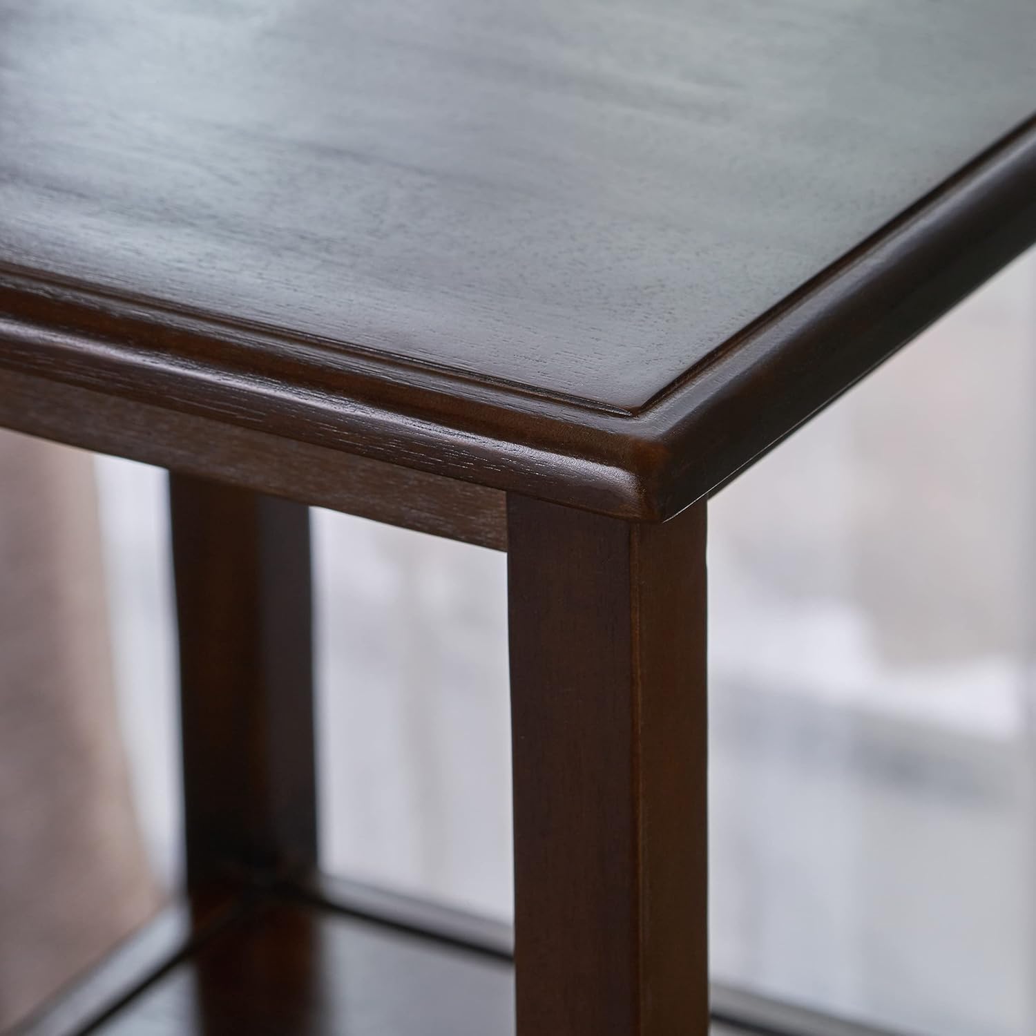 Brown Mahogany Acacia Wood Accent Table, Pack of 2 Q826