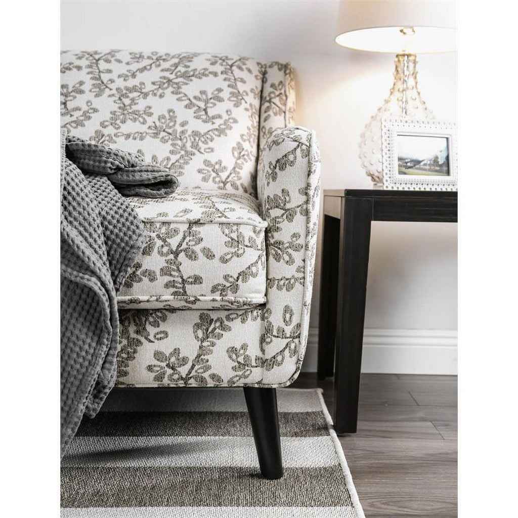 Floral Beige Fabric Accent Chair X6951