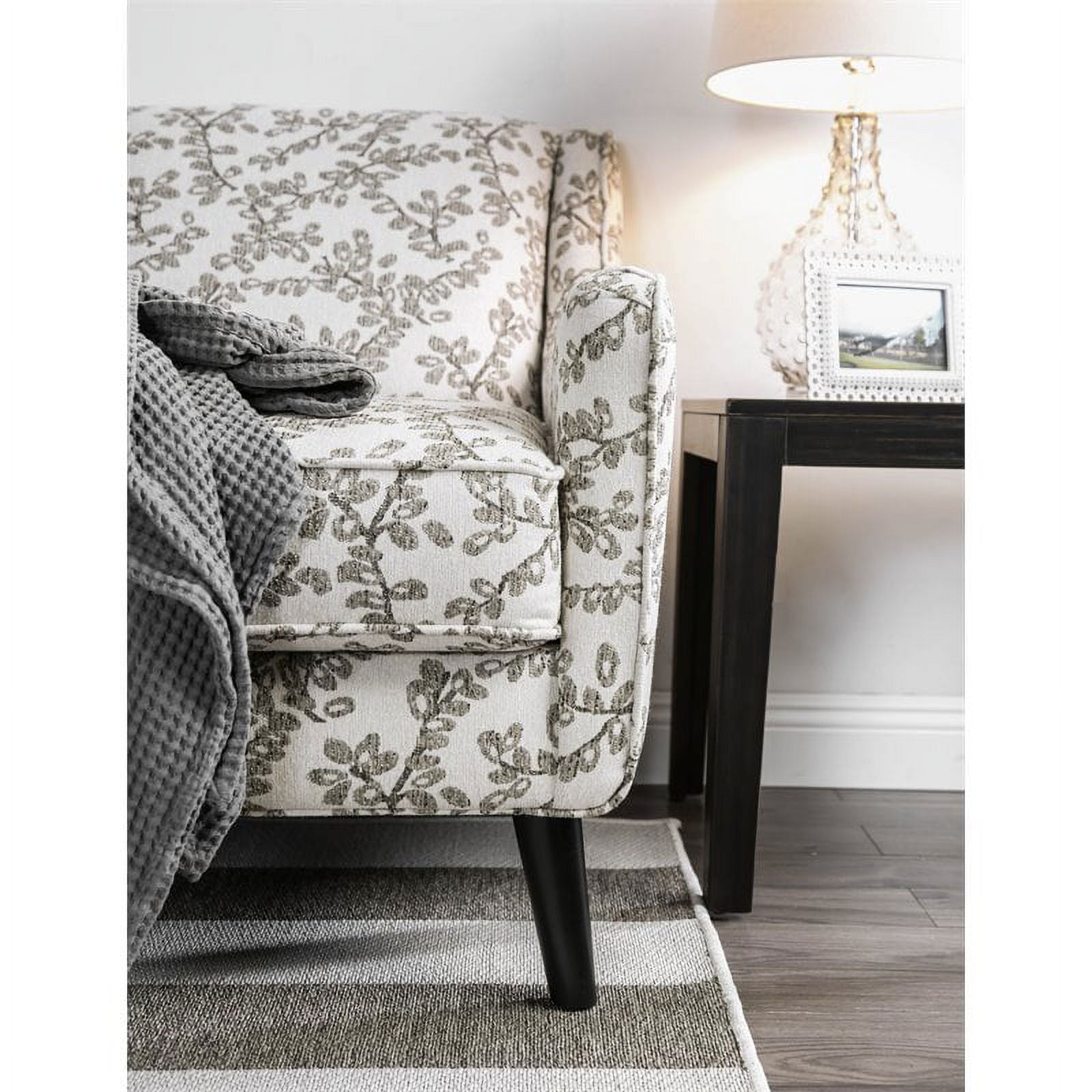 Floral Beige Fabric Accent Chair X6951