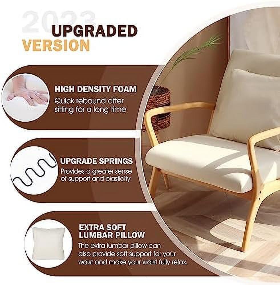 Accent Chair with Lumbar Pillow Upholstered Linen Fabric B99471