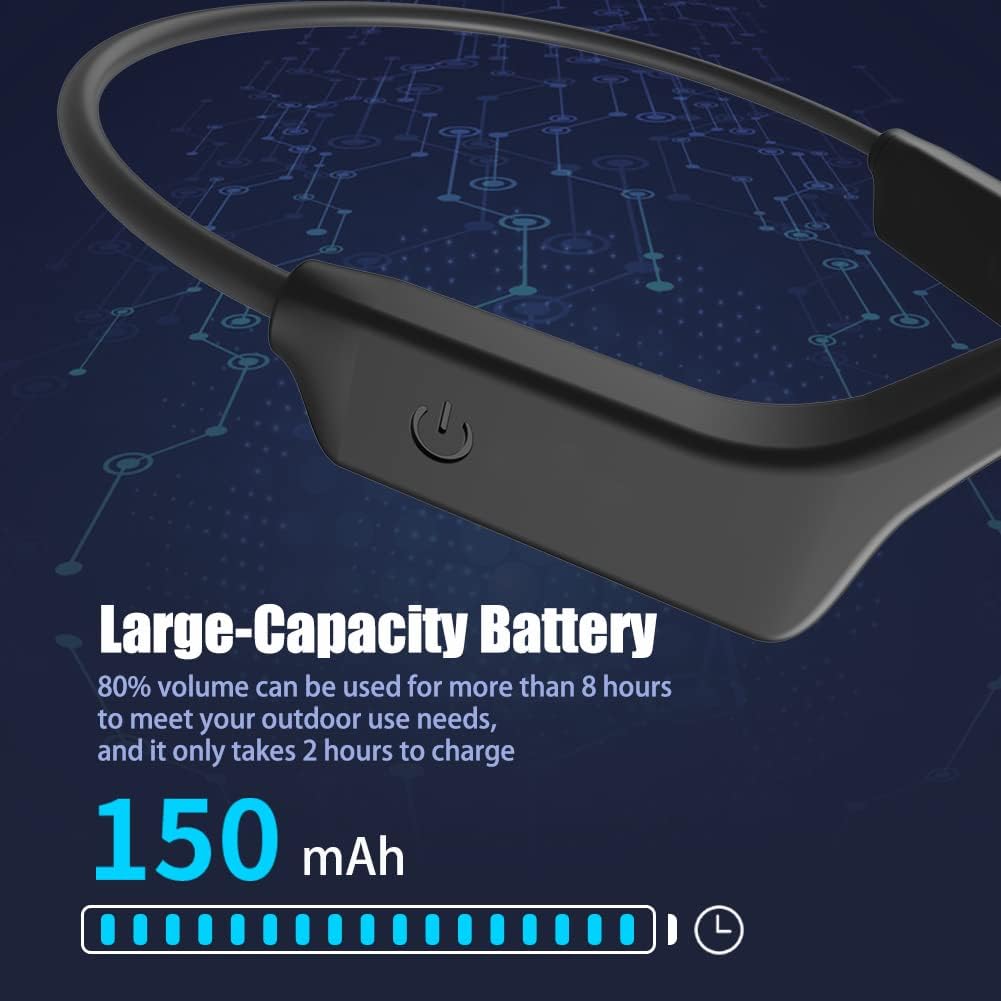 Bone Conduction Open Ear Headphones, IP56 Waterproof Sweatproof, Bluetooth 5.2 with Mic, 8 Hours Battery Life, Pack of 2 G805035