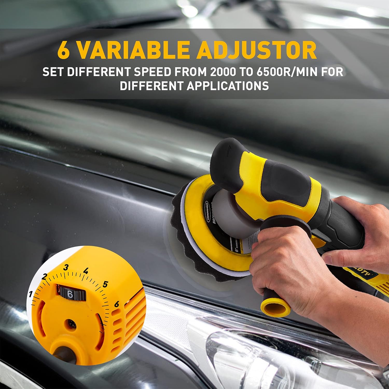 6-inch Variable Speed Dual Action Polisher with Detachable Handle V797352