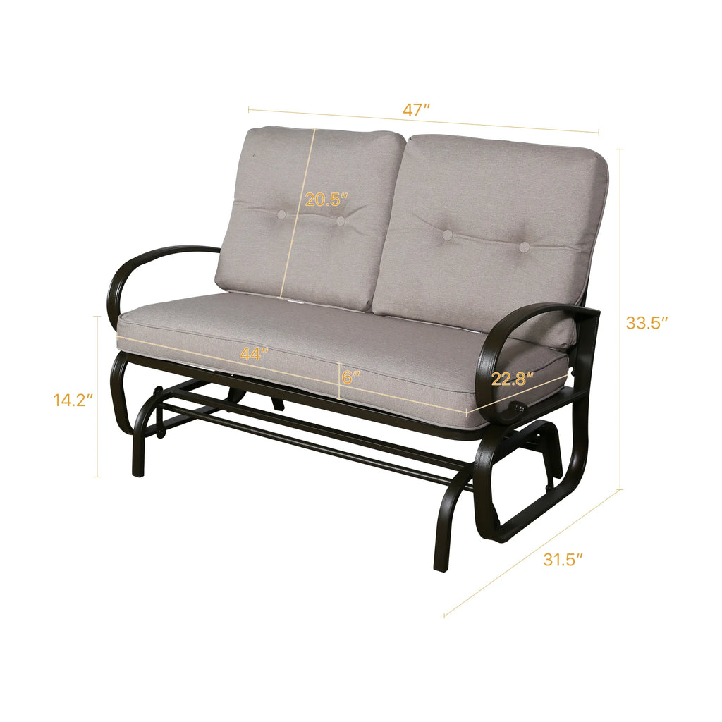Beige 2-Person Outdoor Steel Glider Chair C71148