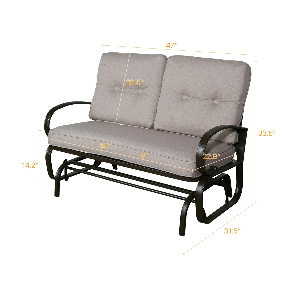 Beige 2-Person Outdoor Steel Glider Chair C71148
