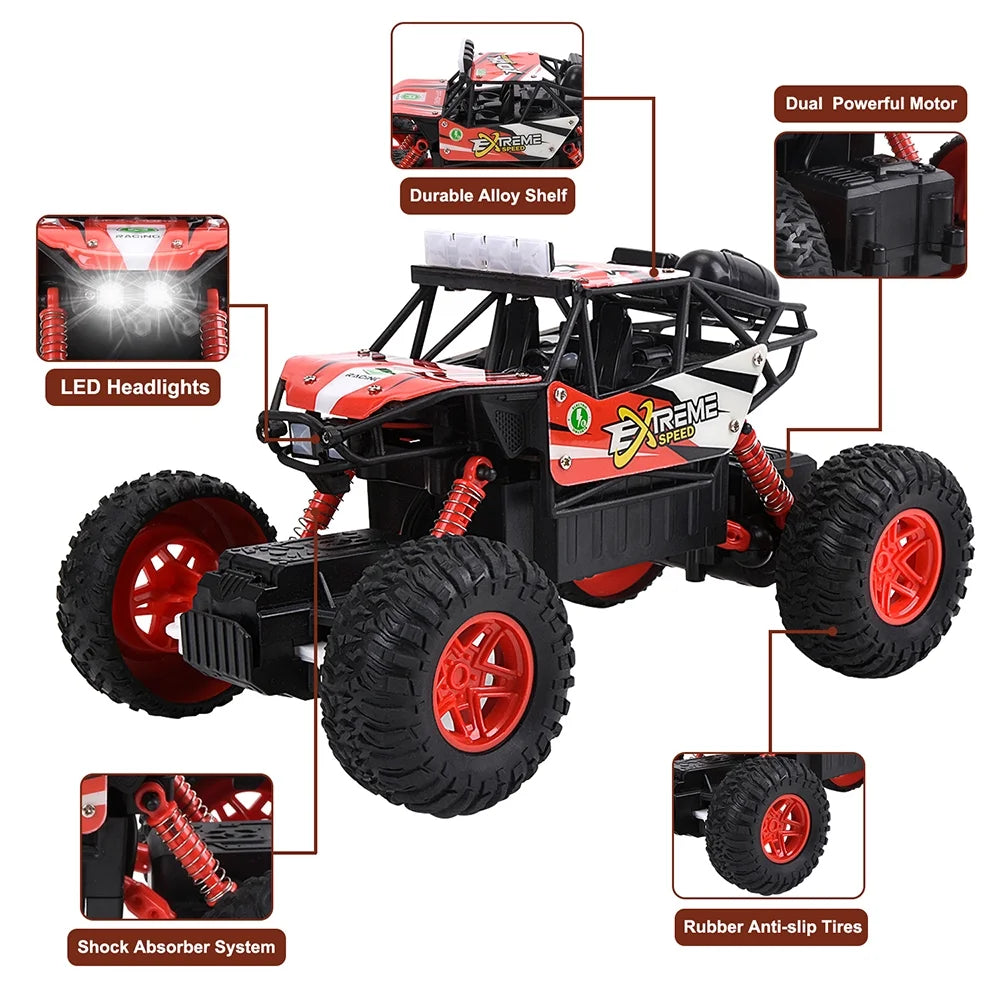 1:20 Alloy 4WD Remote Control Car with Headlights, Red F982722