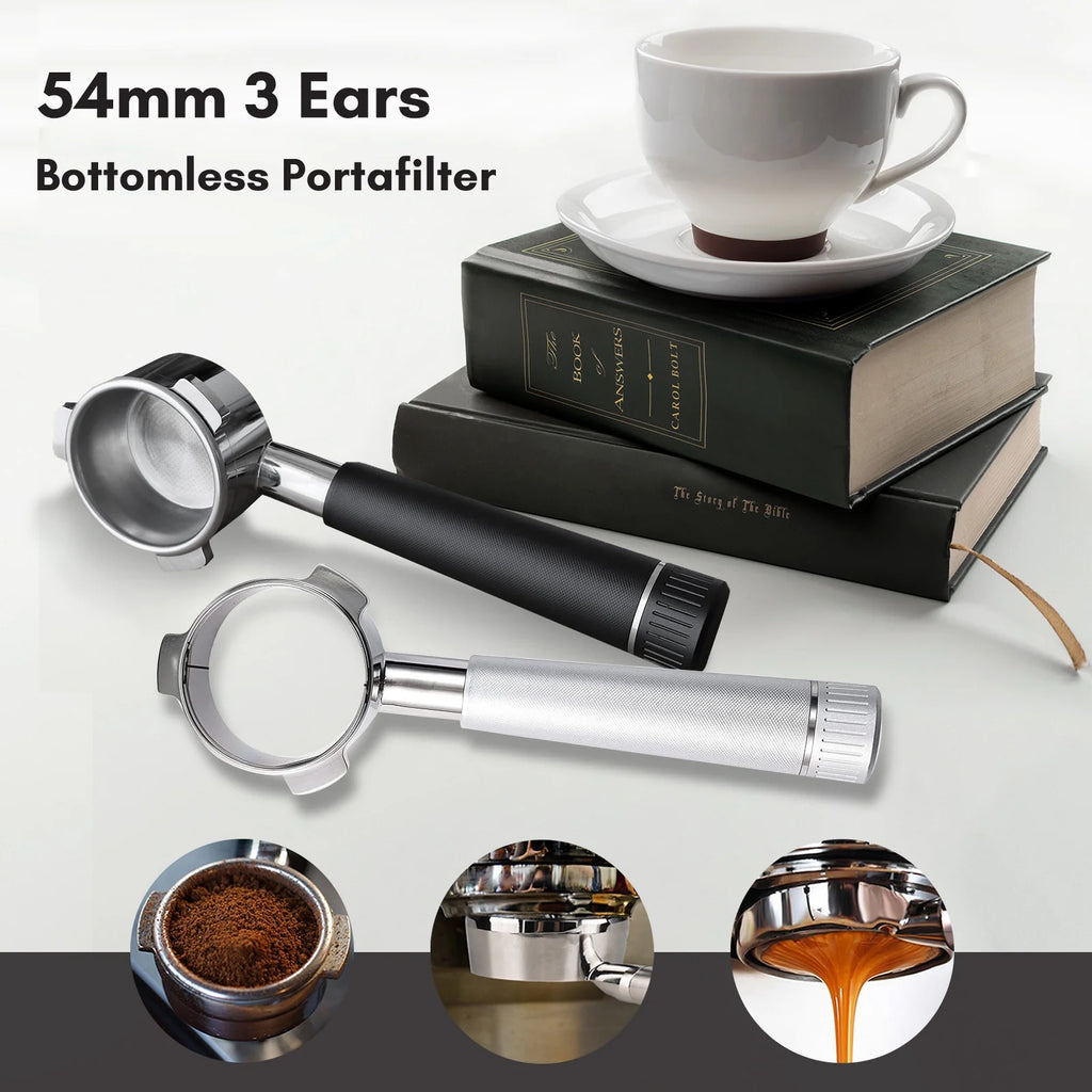 54mm Bottomless Portafilter for Coffee Machine, Stainless Steel Head H2532