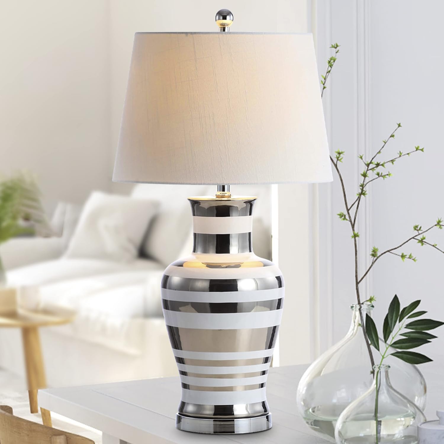 Silver White LED Table Lamp V9047