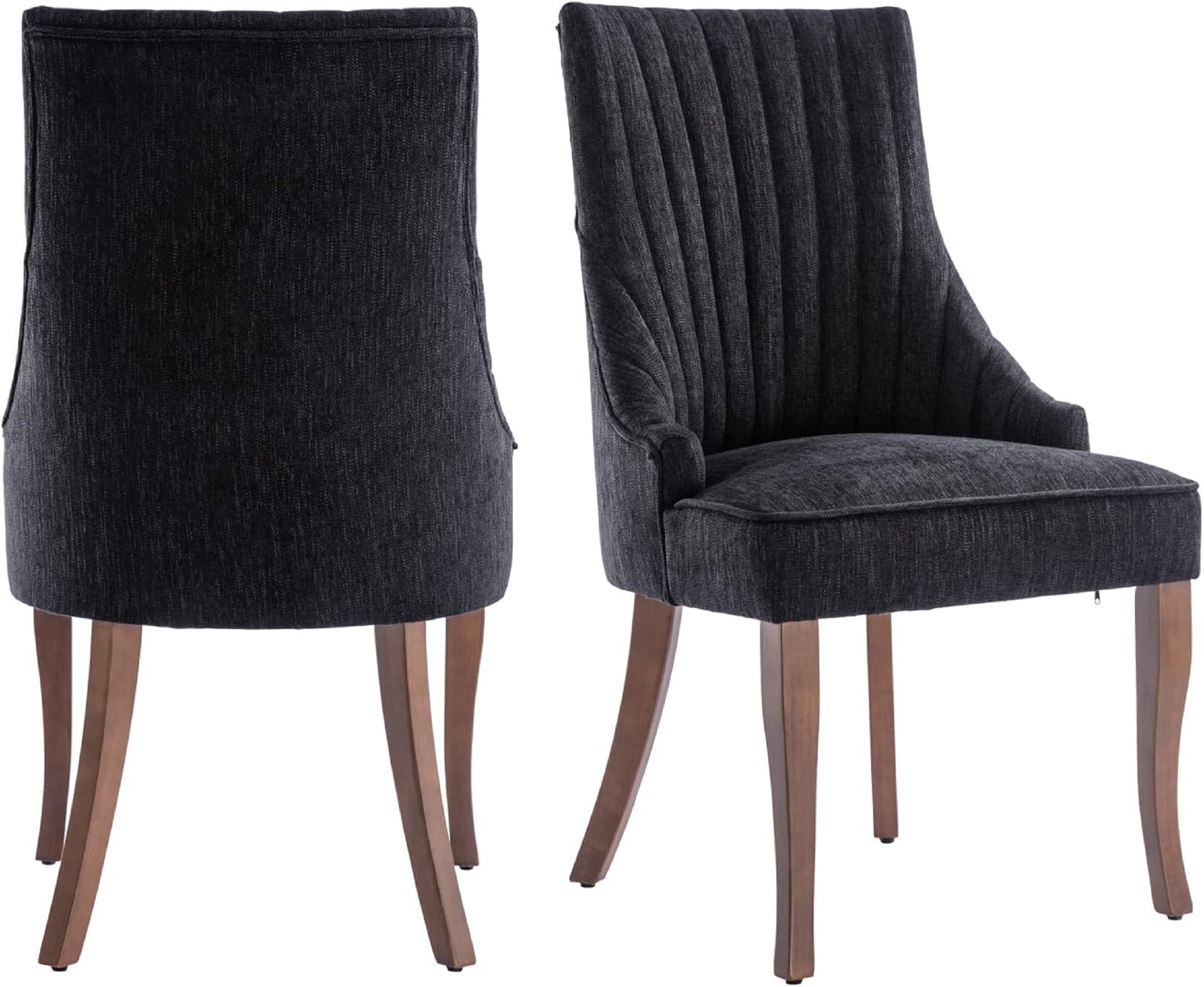 Set of 2 Tufted Linen Fabric Upholstered Dining Chairs E648583