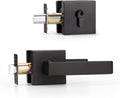 10 Pack Matte Black Entry Door Handle Set with Deadbolt and Lever F1145