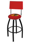 Black Wrinkle Swivel Bar Stool with Back P27360