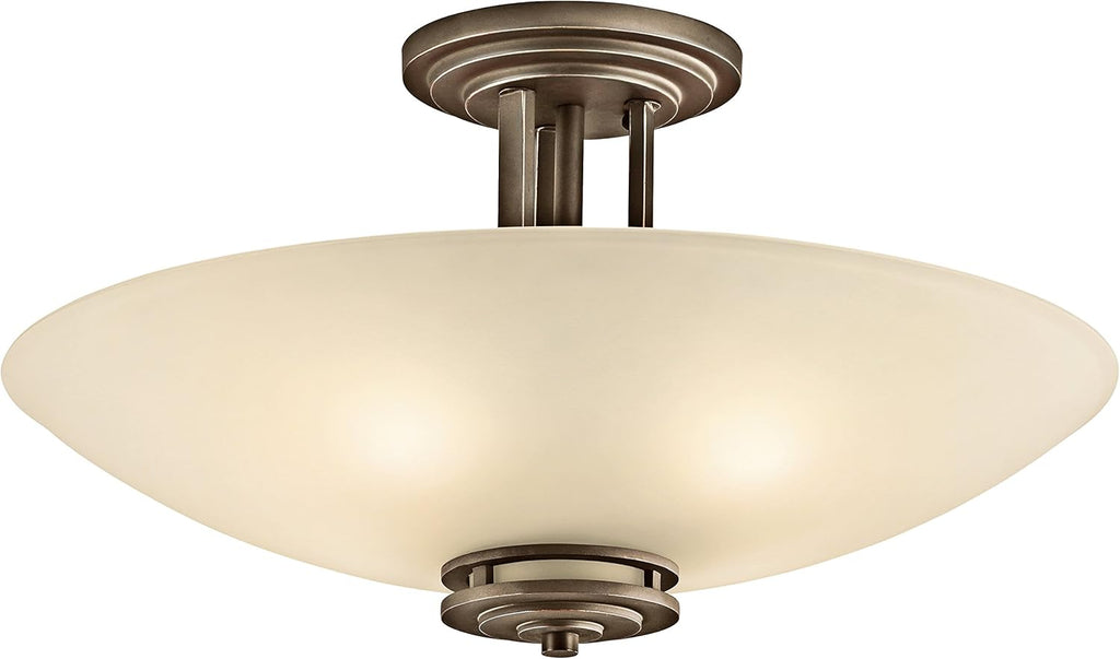 24 4 Light Semi Flush with Satin Etched Cased Opal Glass Brushed Nickel M49909