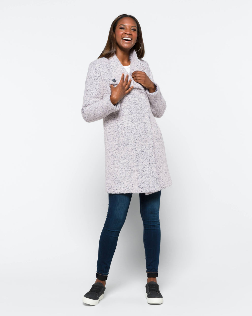 Asymmetrical Boucle Walker Coat G681601