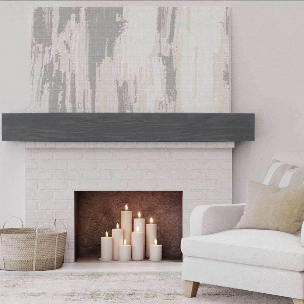 Sandblasted Faux Wood Fireplace Mantel, Aged Ash Q734