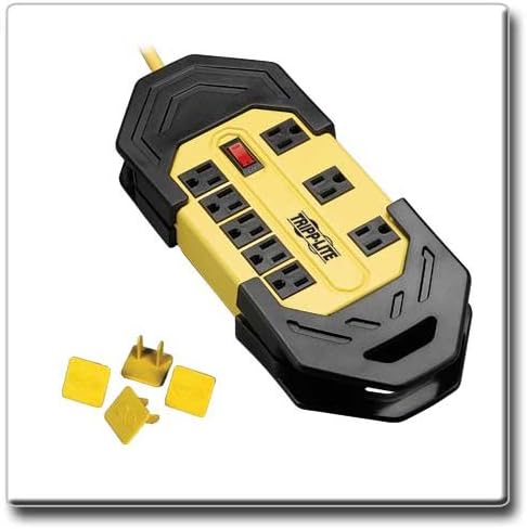 8 Outlet Power Strip with GFCI Plug, Black, Yellow, Pack of 2 A6684