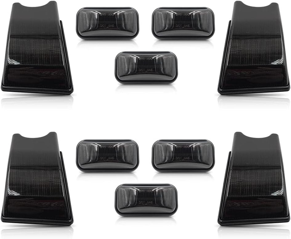 LED Cab Roof Smoke Lens Light Kit 10pcs For Hummer H2 SUT Dark Black Lens Amber/Red Led Light T93046