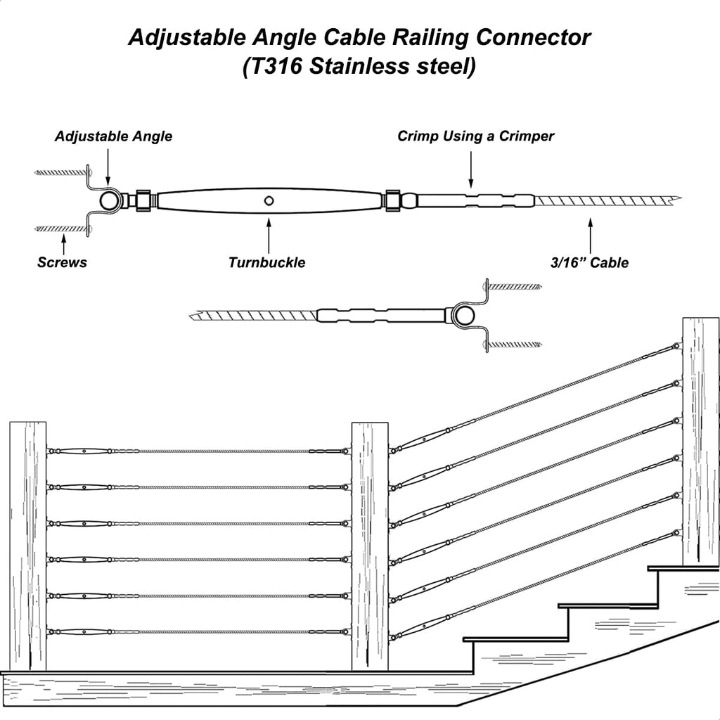 20 Pairs Stainless Steel Cable Railing Kit U1896