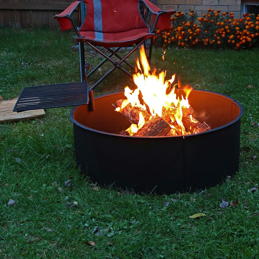 36 Inch Heavy Duty Steel Fire Pit with Cooking Grate and Fire Poker C67557