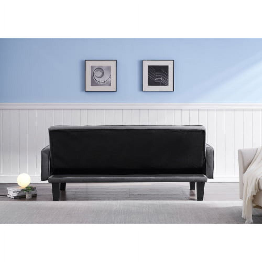 72" Dark Grey Cotton Linen Convertible Sofa Bed with Two Pillows J124015