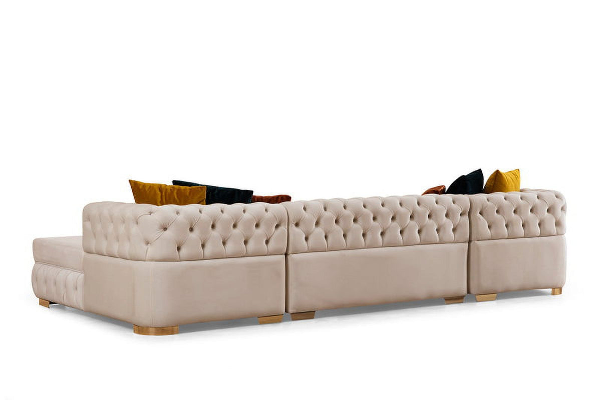 Ivory Velvet Double Chaise Sectional D507499