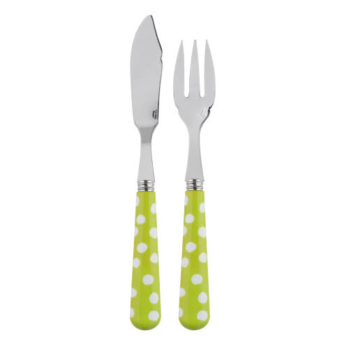 Set of 4 White Dots Lime Fish Set V71281