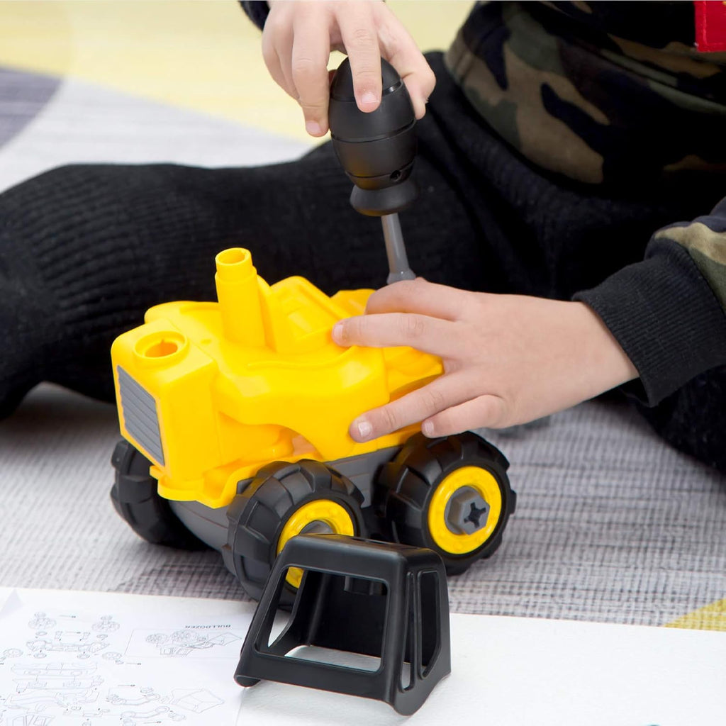3 in 2 Construction Truck STEM Building Excavators Bulldozers Play Set N23048