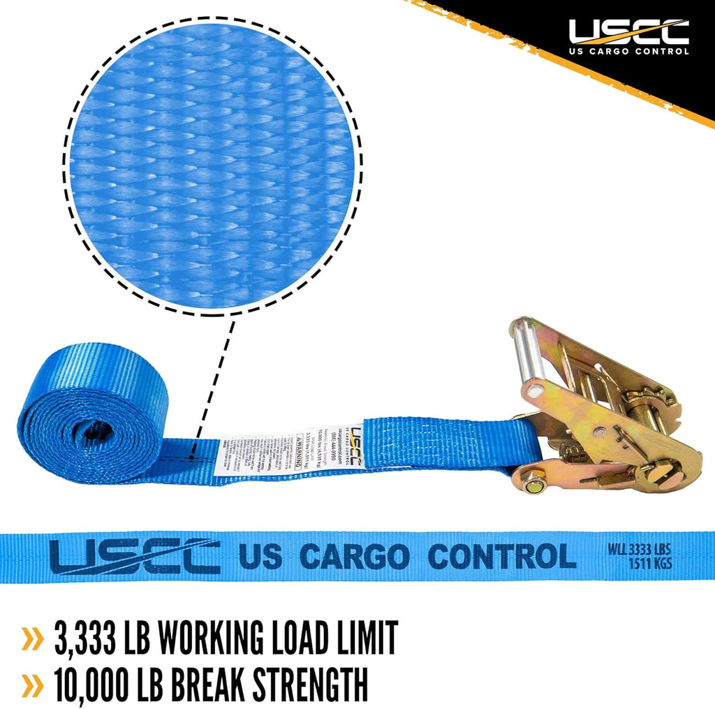 2 Inch x 20 Foot Blue Ratchet Strap 4 Pack U740977