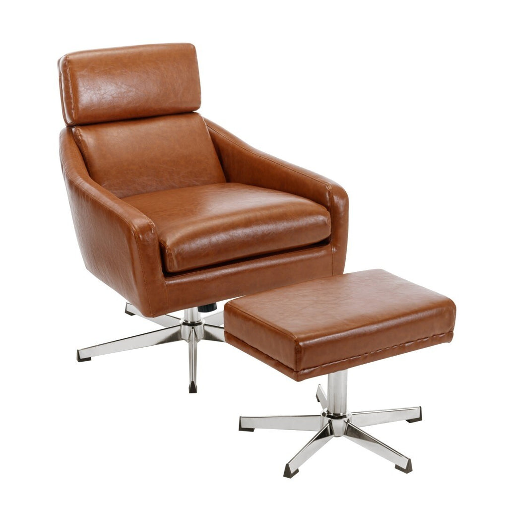 PU Leather Swivel Armchair with Ottoman Q850489