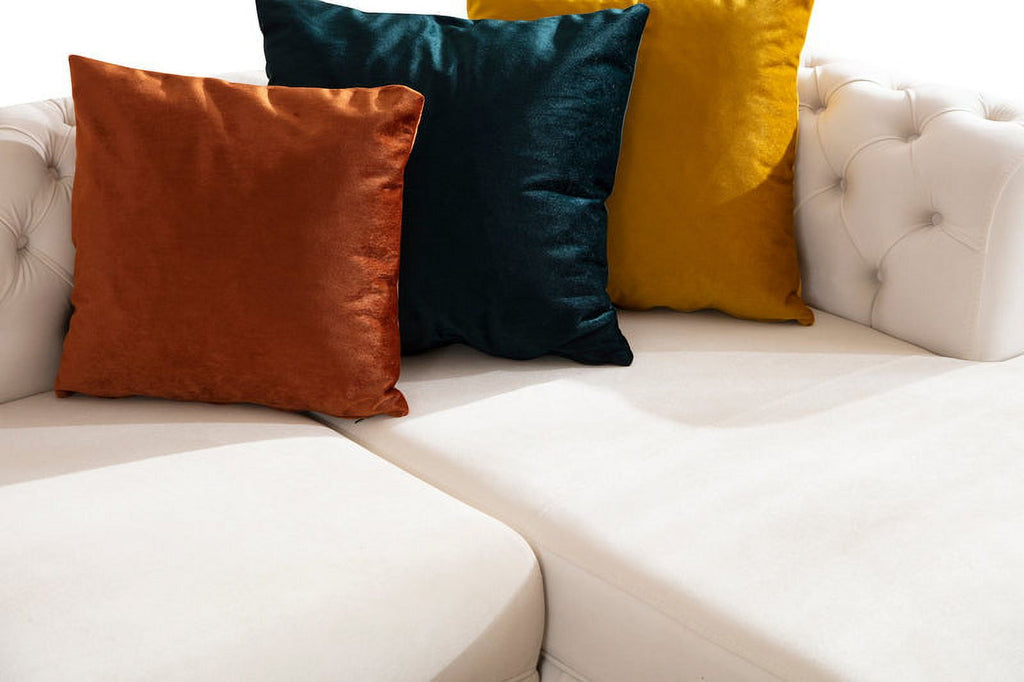Ivory Velvet Double Chaise Sectional D507499