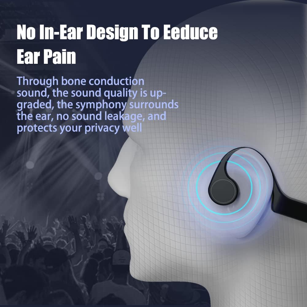 Bone Conduction Open Ear Headphones, IP56 Waterproof Sweatproof, Bluetooth 5.2 with Mic, 8 Hours Battery Life, Pack of 2 G805035