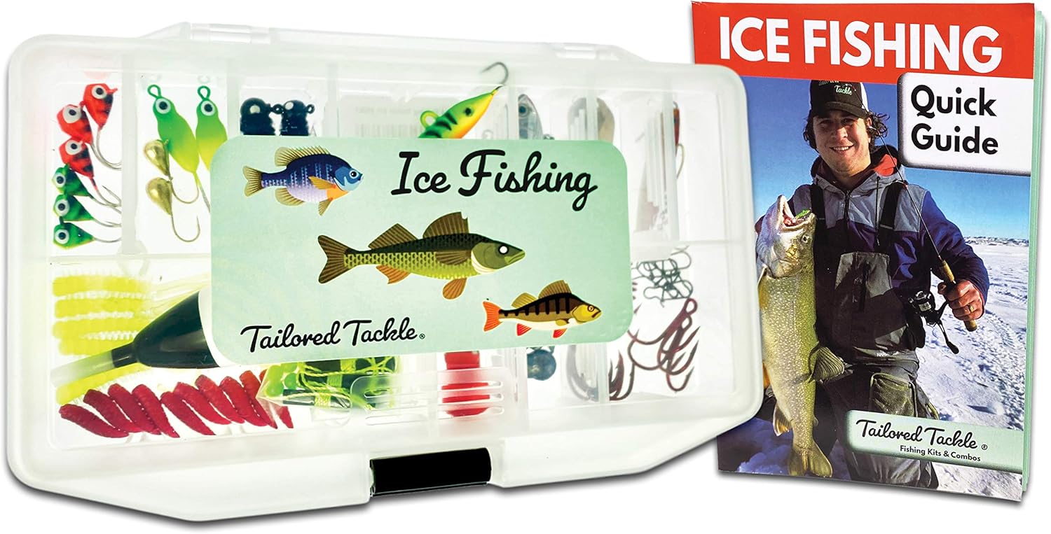 Ice Fishing Rod Reel Combo with Tackle Box, Book, Pack of 2 D84778