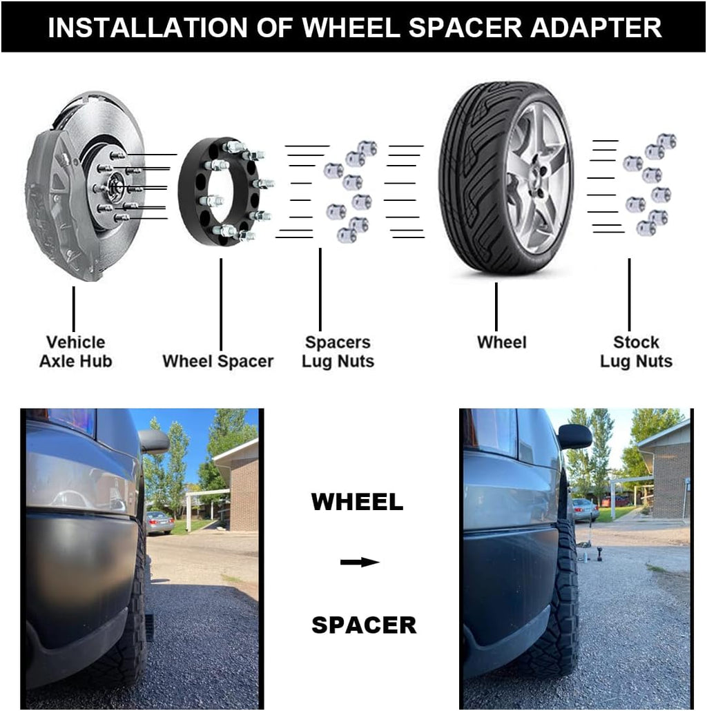 Black Forged 8x170 to 8x6.5 Wheel Adapters 1.5 Inch with 14x1.5 Studs Pack of 2 R19044