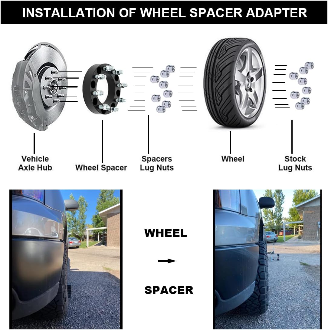 Black Forged 8x170 to 8x6.5 Wheel Adapters 1.5 Inch with 14x1.5 Studs Pack of 2 R19044