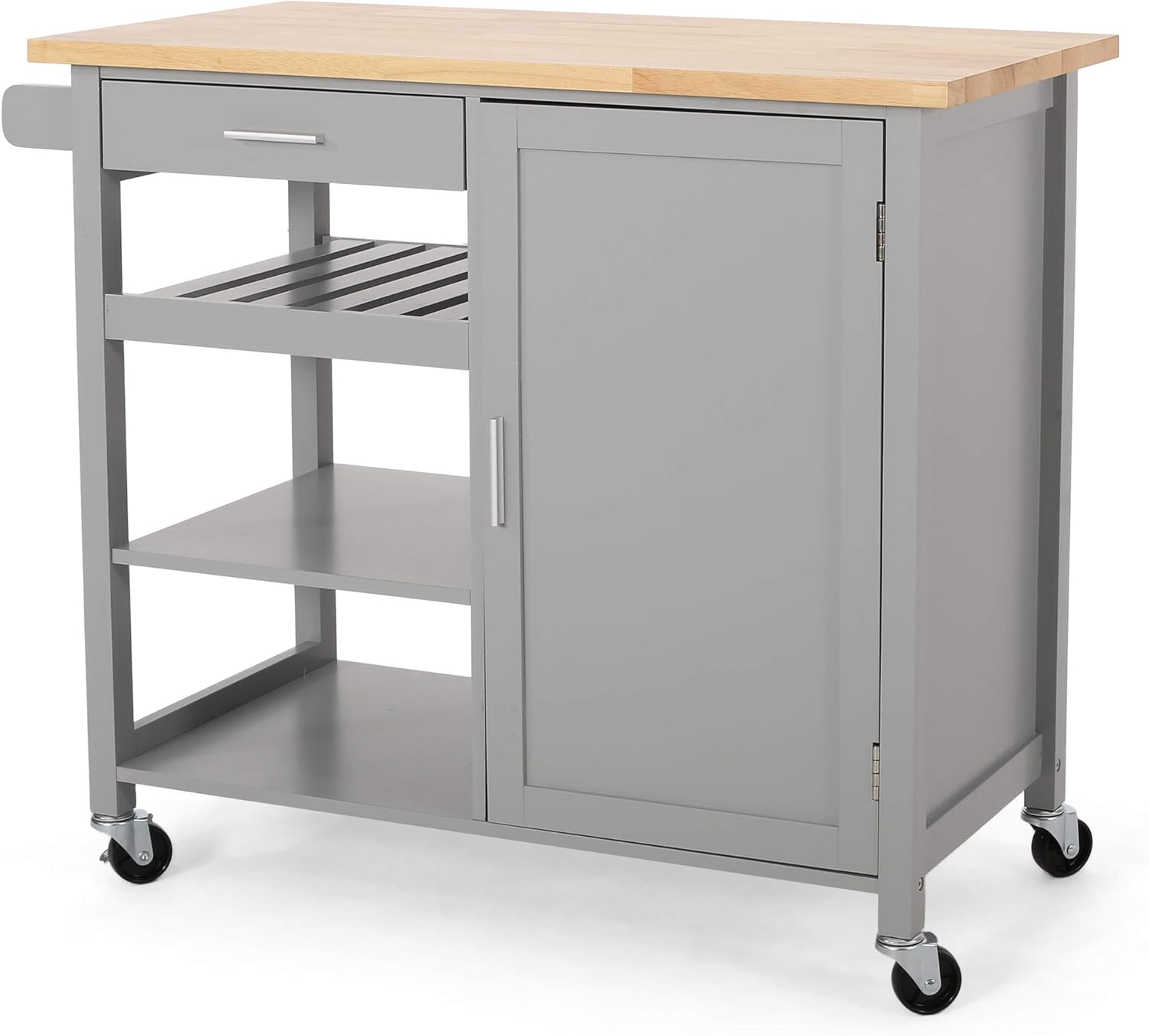 Natural Gray Kitchen Cart with Wheels J708262