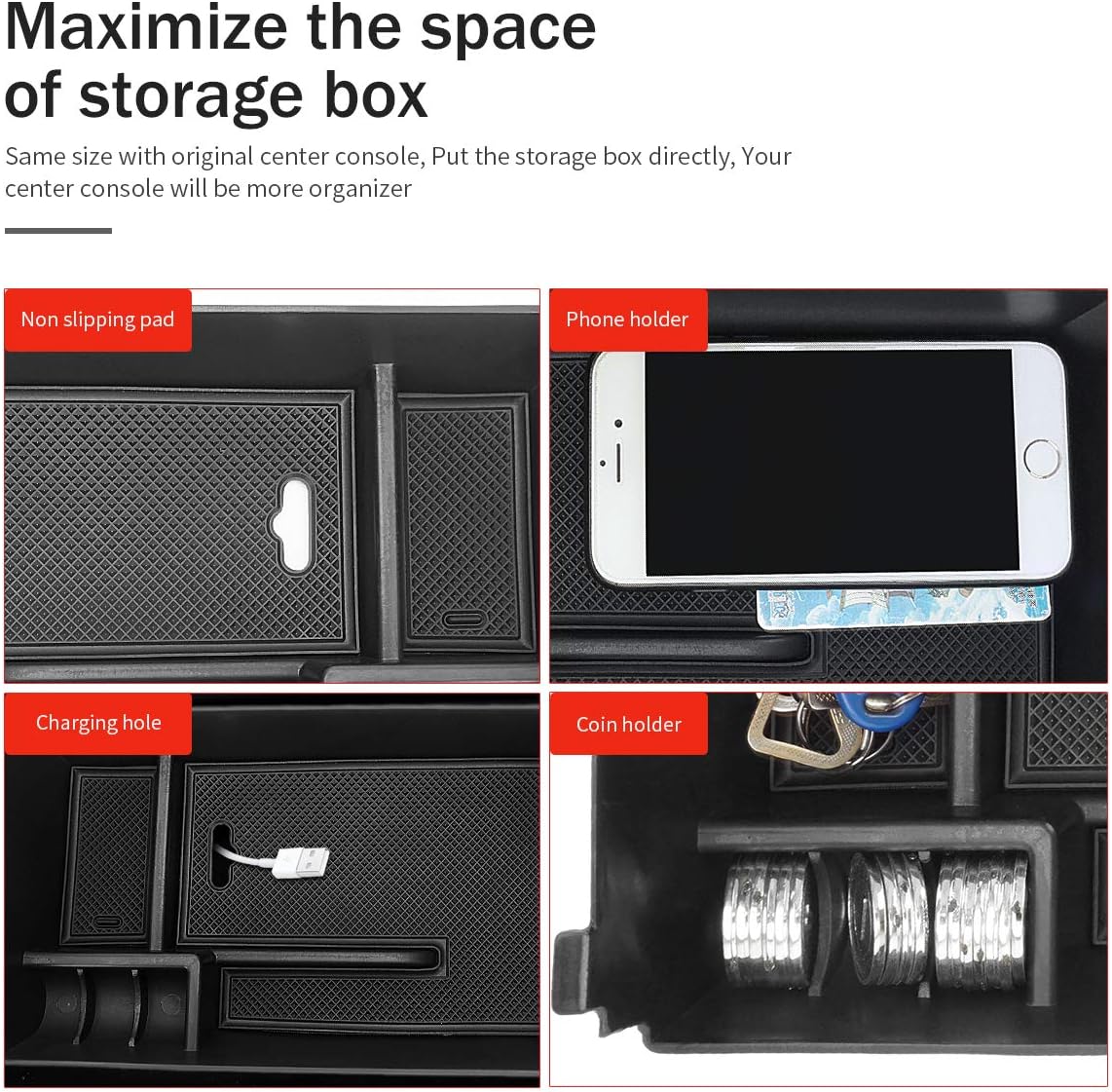 Center Console Organizer Tray Storage Box M2515