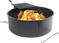 36 Inch Heavy Duty Steel Fire Pit with Cooking Grate and Fire Poker C67557