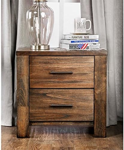Antique Oak Solid Wood 2-Drawer Nightstand E59257