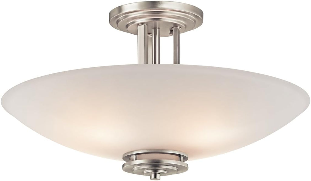24 4 Light Semi Flush with Satin Etched Cased Opal Glass Brushed Nickel M49909