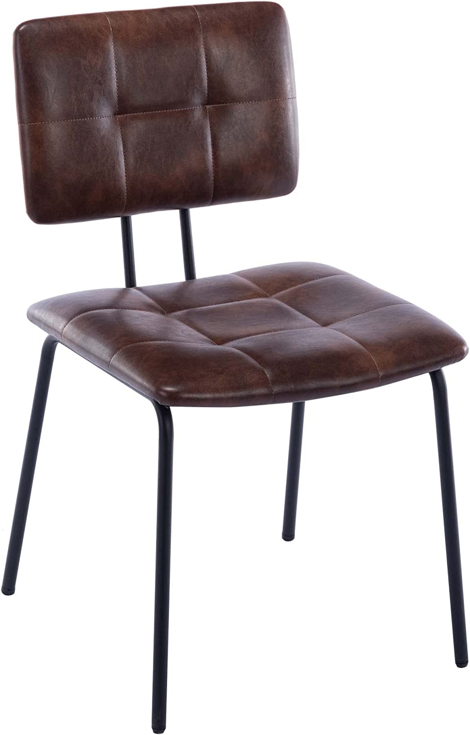 Faux Leather Upholstered Dining Chairs Set of 2 with Metal Legs N8002