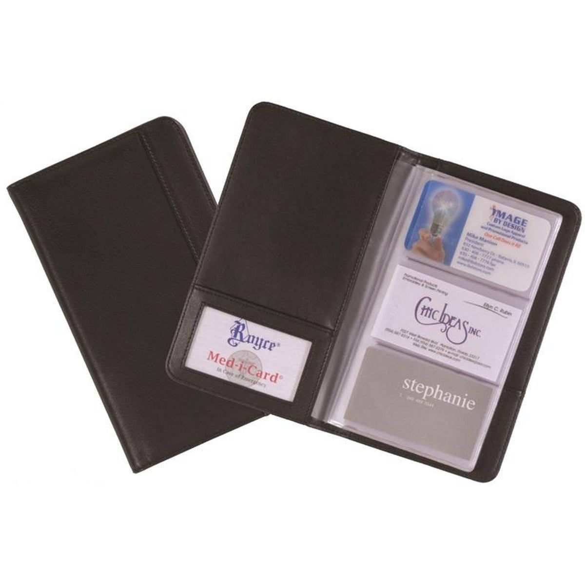 Black Leather Business Card File G4256