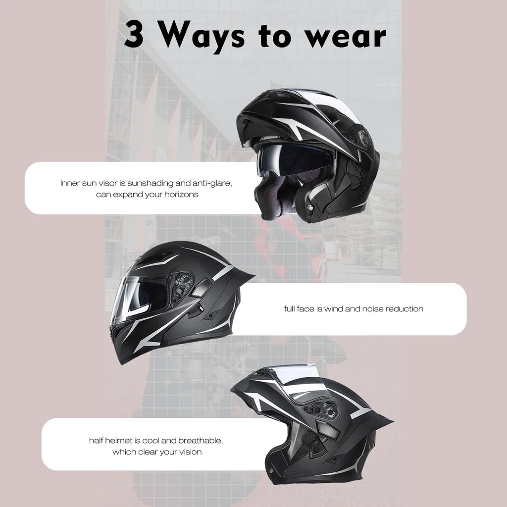 Motorcycle Dual Visor Flip up Full Face Helmet Y970