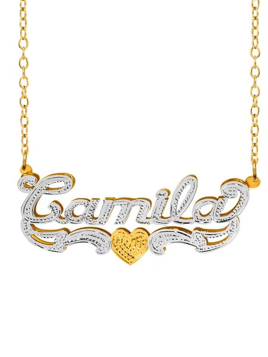 Beaded Rhodium Name Necklace Q487591