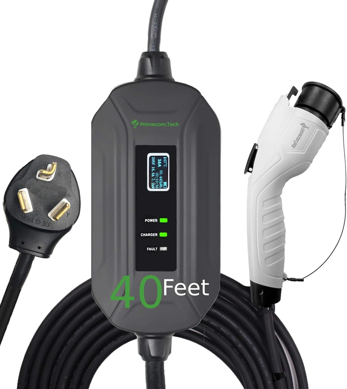 Portable Level 2 Electric Vehicle Charger, 50 Feet, NEMA L6-30P Y861