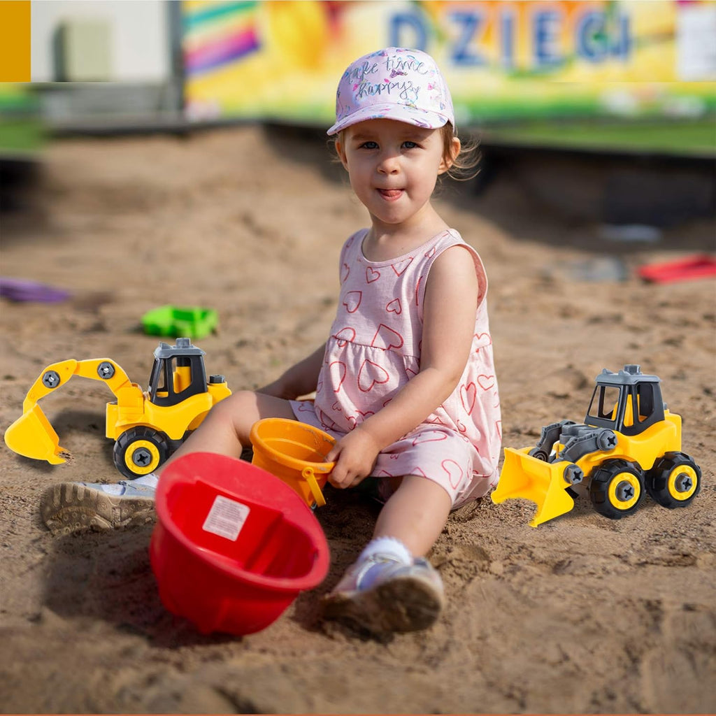 3 in 2 Construction Truck STEM Building Excavators Bulldozers Play Set N23048