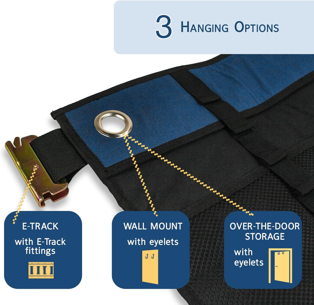 E-Track Hanging Trailer Organizers with Mesh Pockets, 34 in Long x 15 in Tall, 4-Pack O877958