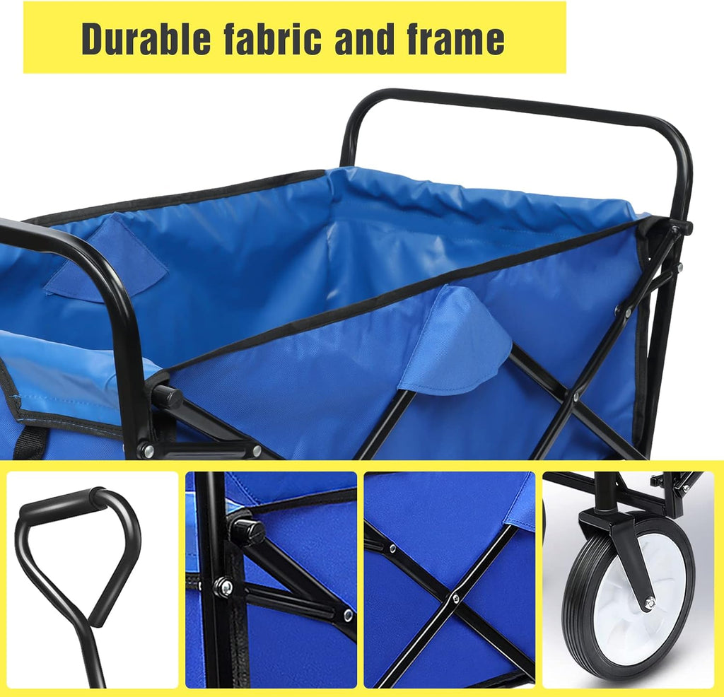 Blue Collapsible Folding Wagon Cart with Wheels Z555