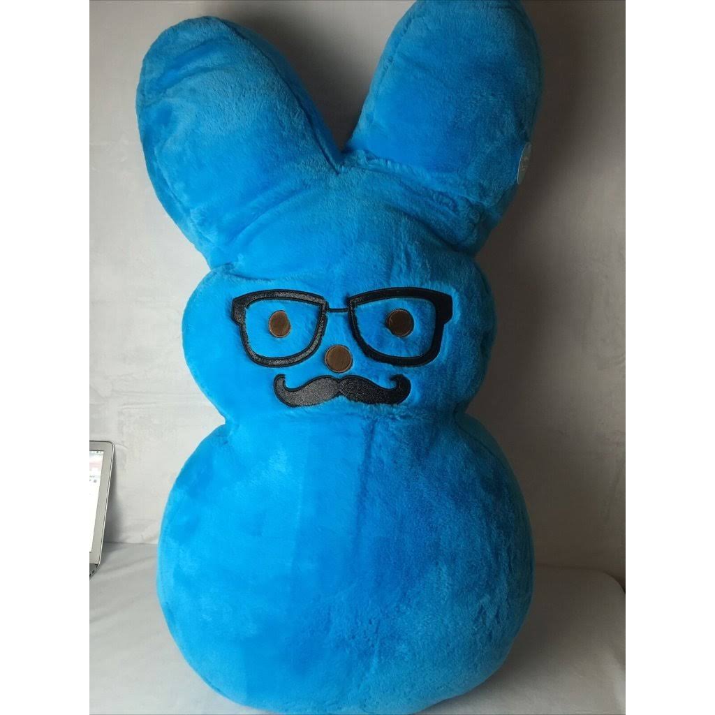 Blue Mustache Bunny Plush E513
