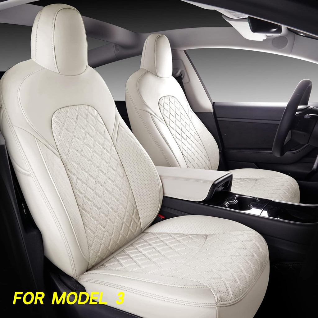 Red Faux Leather Car Seat Covers for Tesla Model 3 P943006